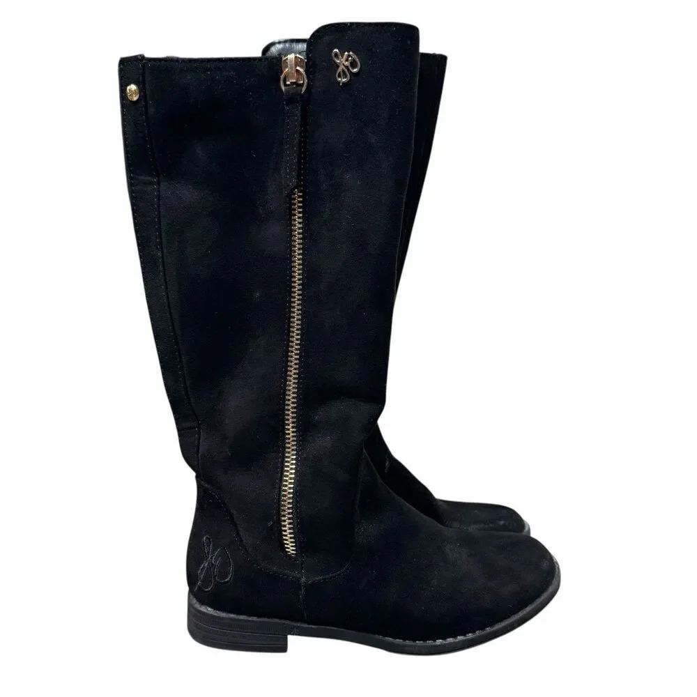 Sam Edelman Knee High Riding Boots Size 12 Black Faux Suede Zipper Equestrian
